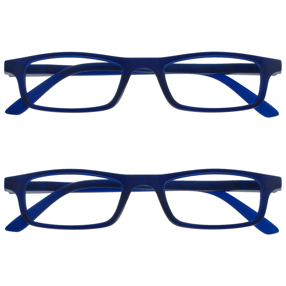 OPULIZE Ted Reading Glasses 2 Pack Narrow Matt Lightweight Frame Navy Blue Spring Hinges Scratch Resistant Mens Womens RR17-3 +3.00