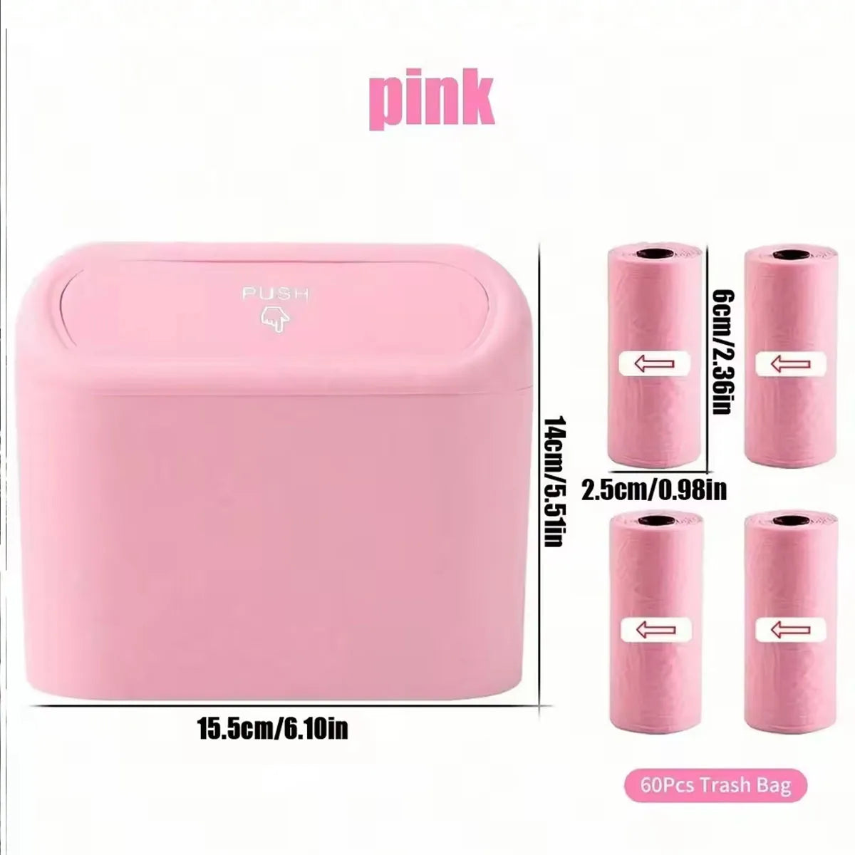 Mini Car Trash Can with Press-Open Lid