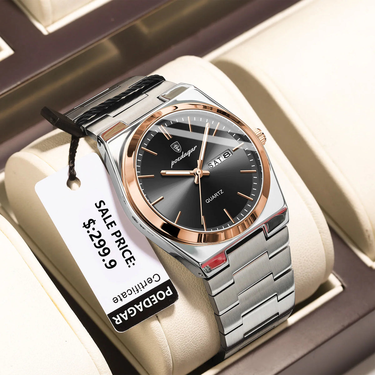 Men watch stainless steel casual fashion waterproof luminous