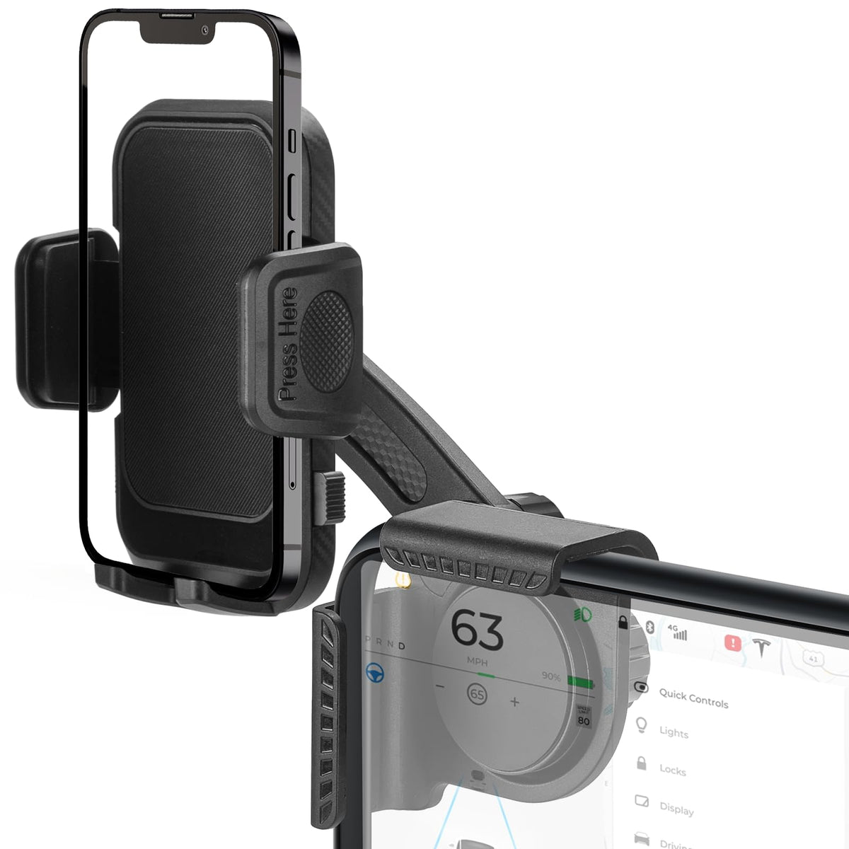 for Tesla Phone Mount, Magsafe Strongest Magnetic Tesla Phone Holder for Tesla Model 3/Model Y/Cybertruck Accessories 2024, No Glue for Car Phone Mount for Tesla with Magnetic Ring Fits for All Phone