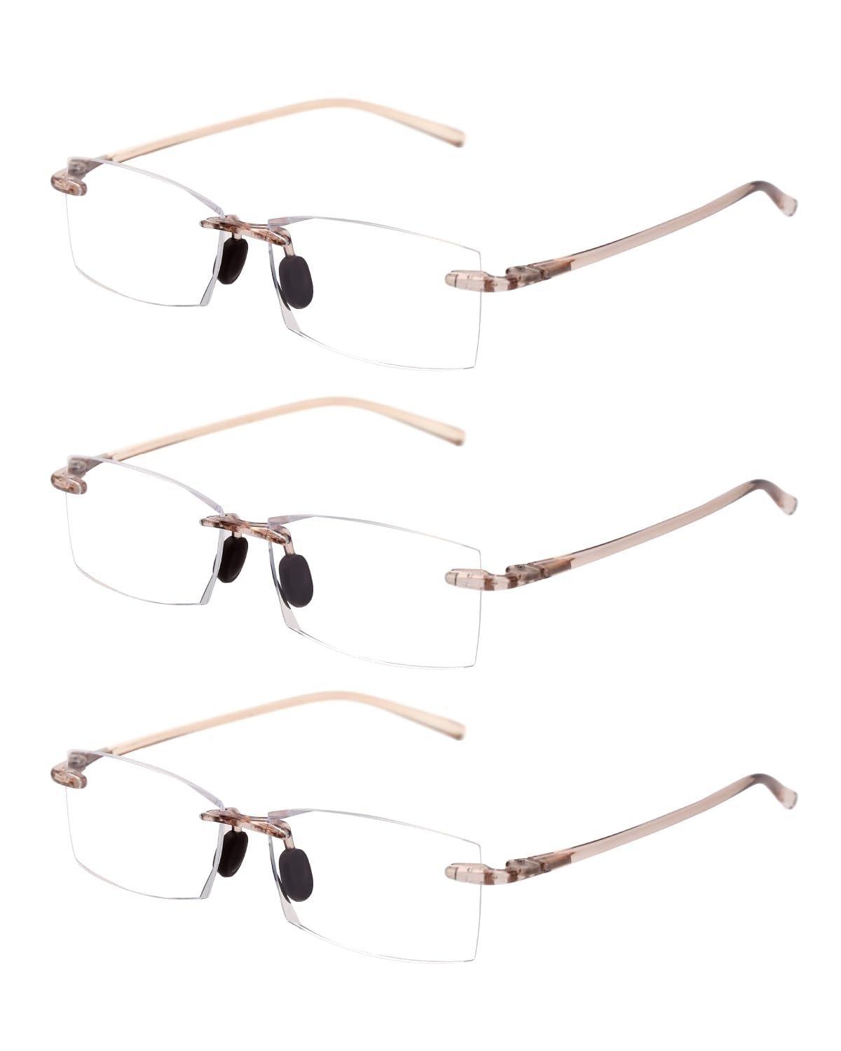 TERAISE Rimless Reading Glasses Comfortable Lightweight Frameless Reader 3 Pack Men and Women Blue Light Blocking Computer Eyeglasses(3.0X)