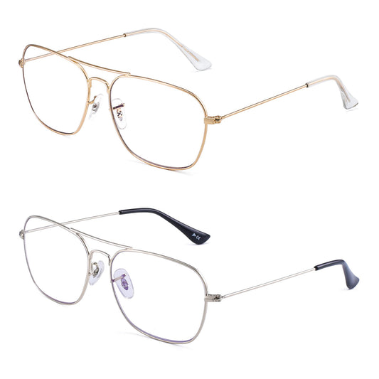 JM 2-Pack Aviator Reading Glasses Women Metal Frame Blue Light Blocking Computer Readers 1.75