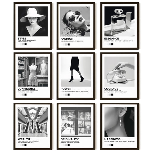 97 Decor Boujee Room Decor - Black And White Wall Art Posters Black And White Pictures for Wall Decor Vintage Fashion Prints Photos Artwork Black Room Decorations for Women (8x10 UNFRAMED)