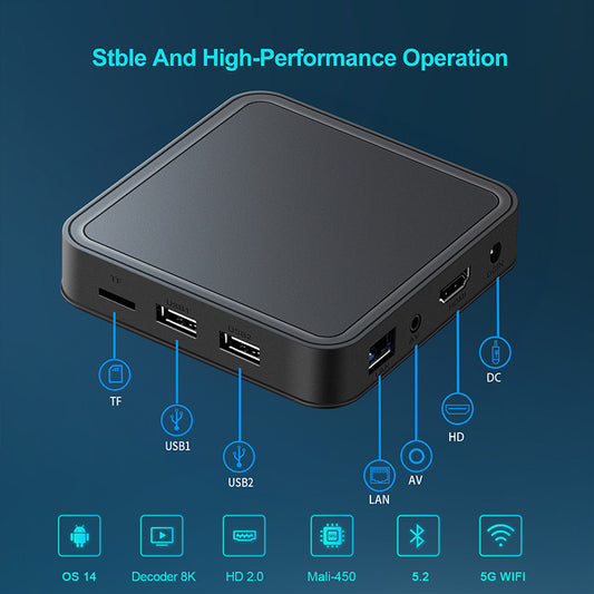TV98 Pro Android 14 ATV Box with 5G WiFi & Bluetooth