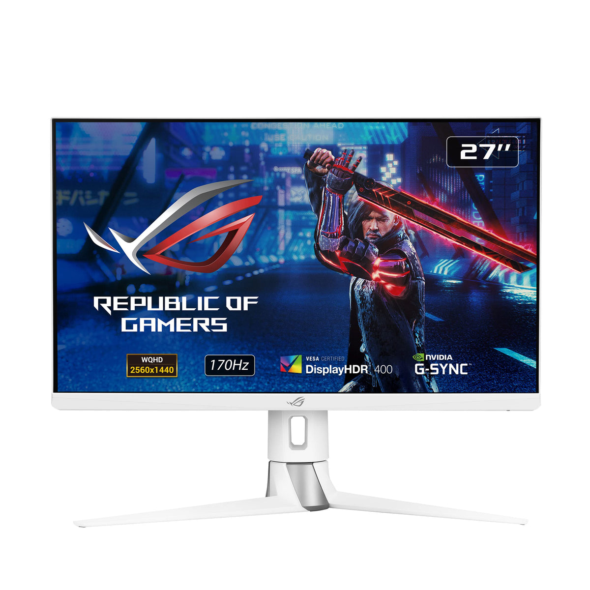 ASUS ROG Strix XG27AQ-W 27” 1440P HDR Gaming Monitor - White QHD (2560 x 1440) Fast IPS 170Hz 1ms Extreme Low Motion Blur Sync G-SYNC Compatible Eye Care HDMI DisplayPort USB DisplayHDR400