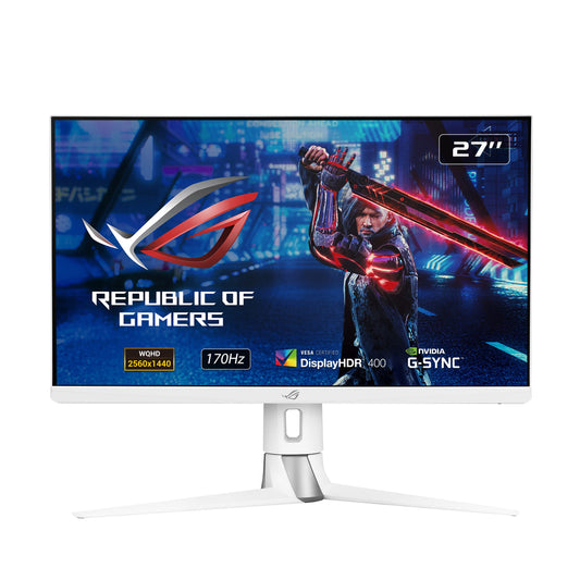 ASUS ROG Strix XG27AQ-W 27” 1440P HDR Gaming Monitor - White QHD (2560 x 1440) Fast IPS 170Hz 1ms Extreme Low Motion Blur Sync G-SYNC Compatible Eye Care HDMI DisplayPort USB DisplayHDR400