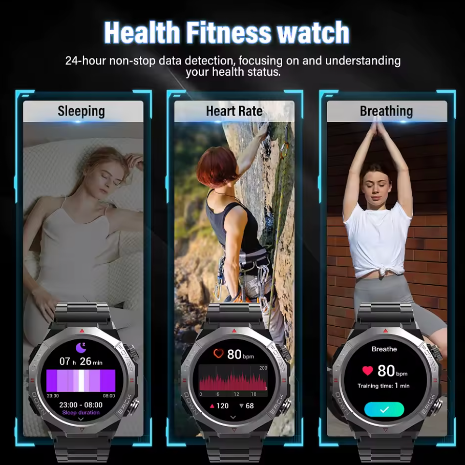 Military Smartwatch for Men – 1.39" HD Touchscreen