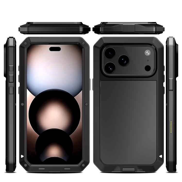 For iPhone 17 Pro RedPepper Triple-proof Metal Phone Case(Black)