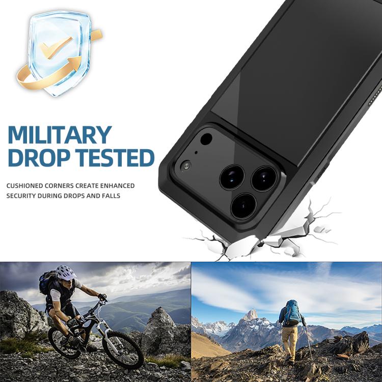 For iPhone 17 Pro RedPepper Triple-proof Metal Phone Case(Black)