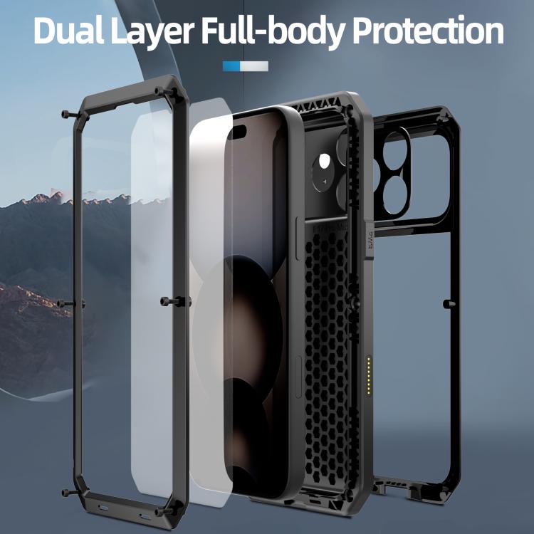 For iPhone 17 Pro RedPepper Triple-proof Metal Phone Case(Black)