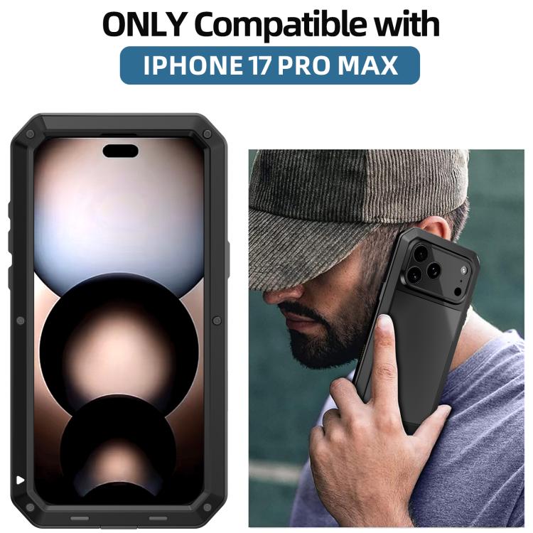 For iPhone 17 Pro RedPepper Triple-proof Metal Phone Case(Black)