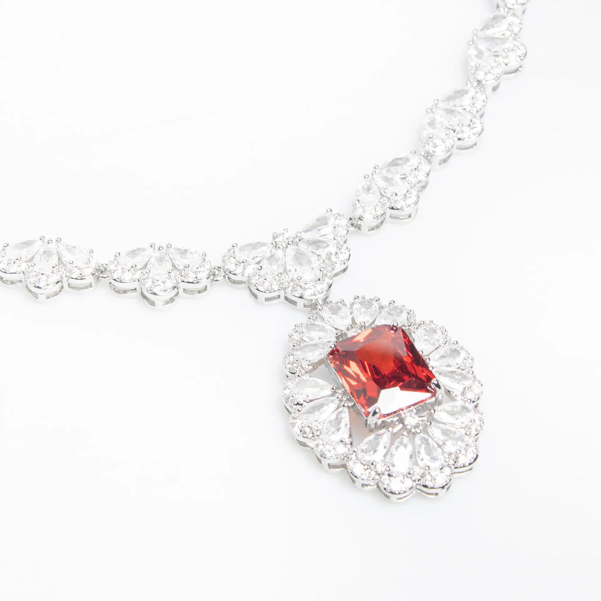 Luxury Yellow Gemstone Floral Necklace Set for Women – Marquise Crystal Jewelry with Matching Earrings