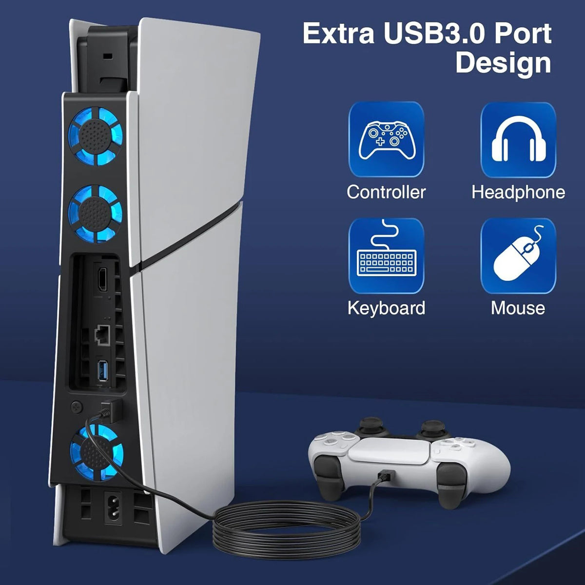 For PS5 Slim Silent Enhanced Cooling Fan 2 Gears Efficient Console Cooling Fan Cooler with LED Light For Sony PlayStation 5 Slim