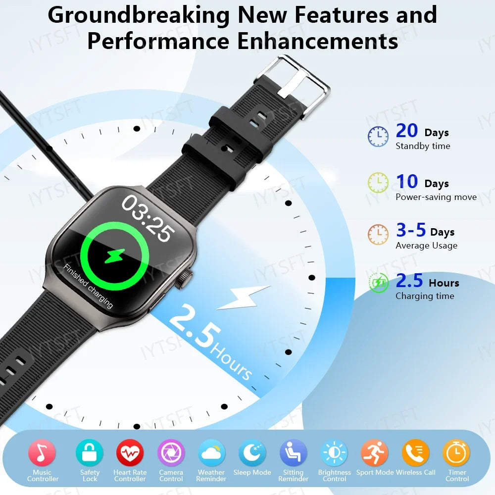2.01″ HD Smart Watch with Bluetooth Calling, Fitness & Health Tracking