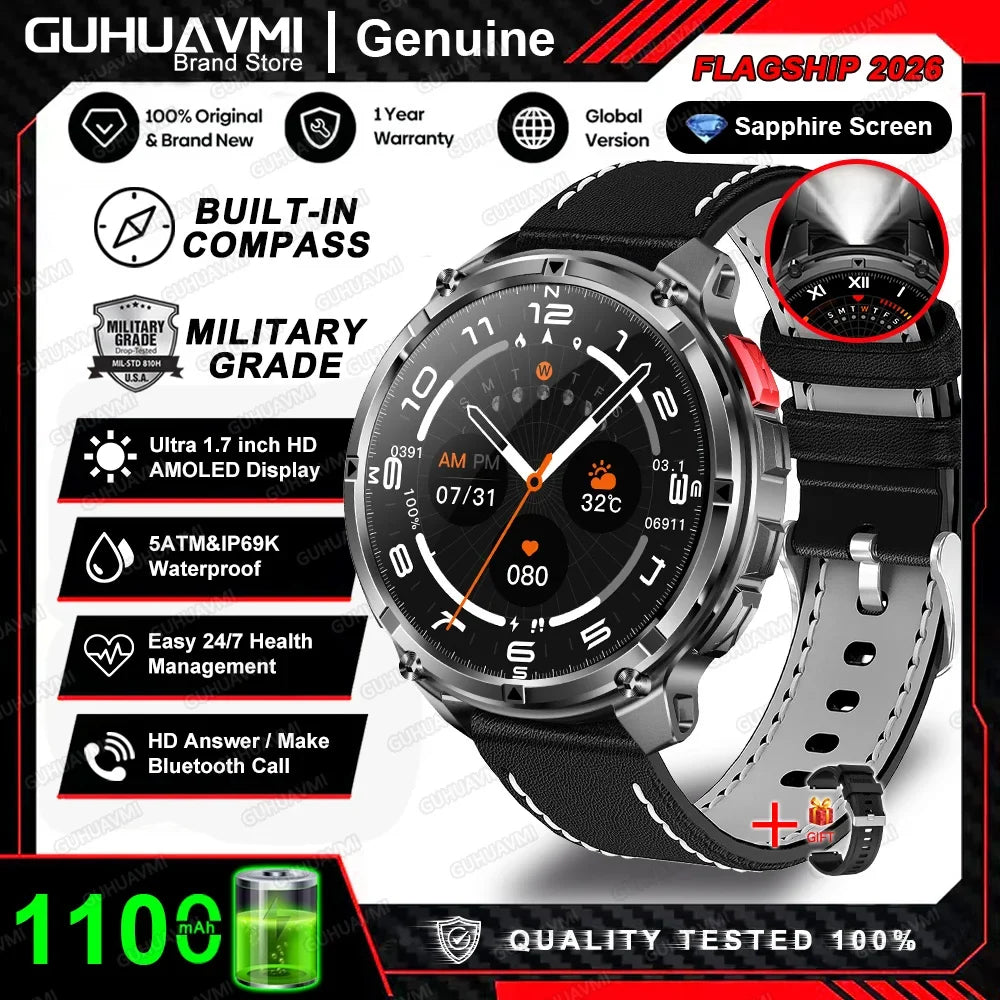 2026 New T-Rex3 Pro 1100mAh Battery Smart Watch GPS path 5ATM Waterproof Sports Run tracker Outdoors Compass Military Smartwatch