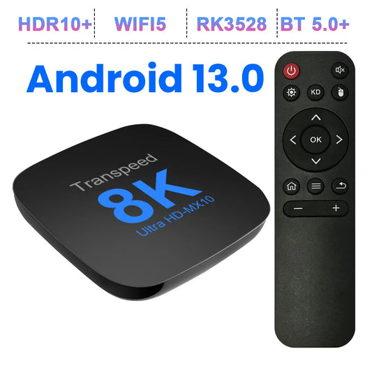 Transpeed ATV Android 13 TV BOX RK3528 With Voice Assistant TV Apps Dual Wifi Quad Core Cortex A53 Support 8K 4K Video BT5.0