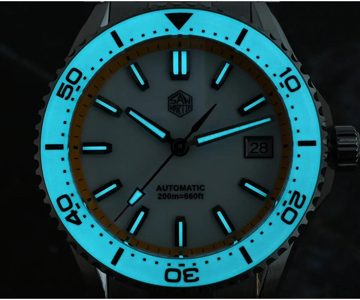 San Martin 39mm Full Lume Enamel Dial NH35 Dive Watch — 200M SN0129
