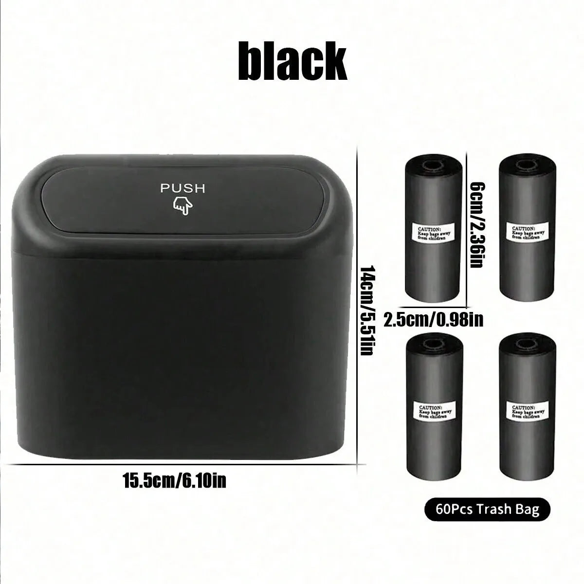 Mini Car Trash Can with Press-Open Lid