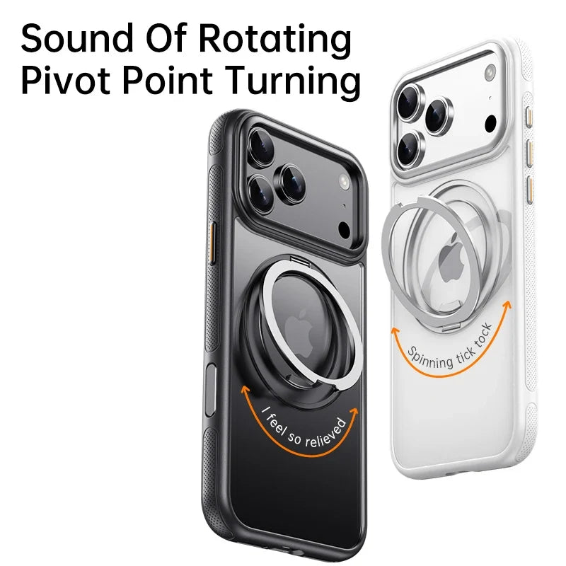 Transparent Magnetic Case for iPhone 17 Air 16 Plus 15 14 13 18 17 Pro Max 16e 360° Rotating Ring Holder Kickstand Cover LMD003