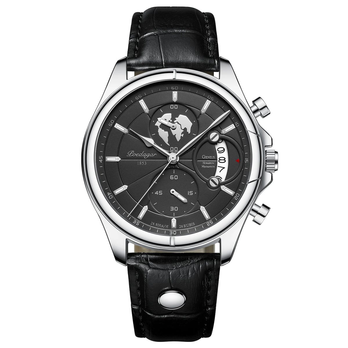 Poedagar luxury man wristwatch chronograph date leather casual quartz watch