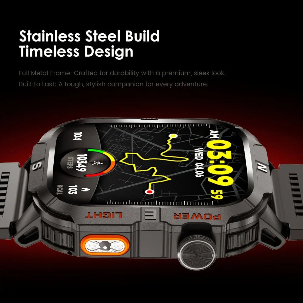 GPS Smartwatch for Men with Bluetooth Calling, LED Flashlight, Compass & IP68 Waterproof