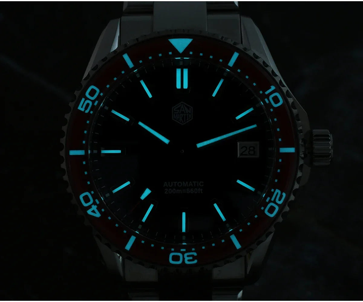 San Martin 39mm Full Lume Enamel Dial NH35 Dive Watch — 200M SN0129