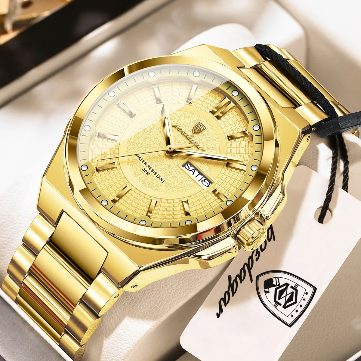 Poedagar Sport Quartz Wristwatch Stainless Steel Waterproof Luminous Hands