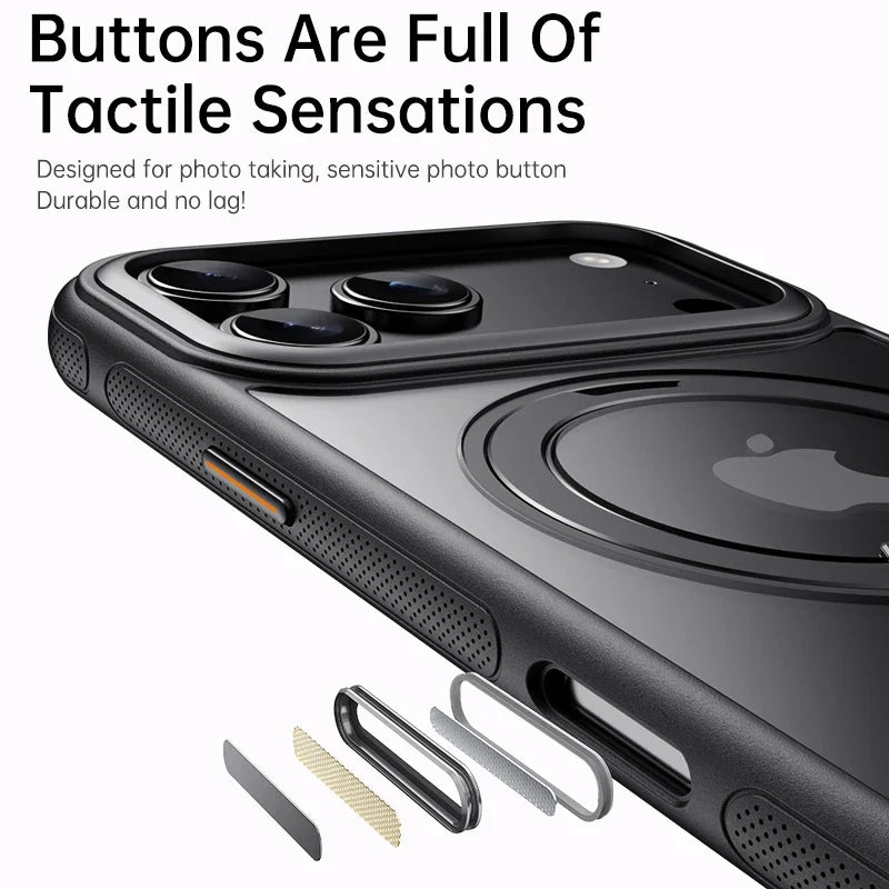 Transparent Magnetic Case for iPhone 17 Air 16 Plus 15 14 13 18 17 Pro Max 16e 360° Rotating Ring Holder Kickstand Cover LMD003