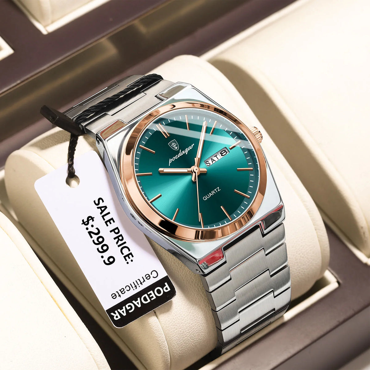 Men watch stainless steel casual fashion waterproof luminous