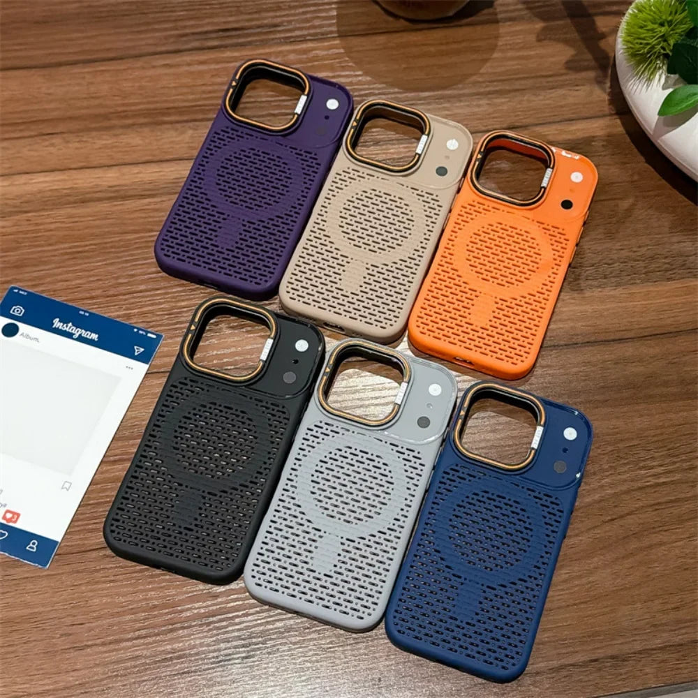 For Magsafe Magnetic Heat Dissipation Lens Holder Case For iPhone