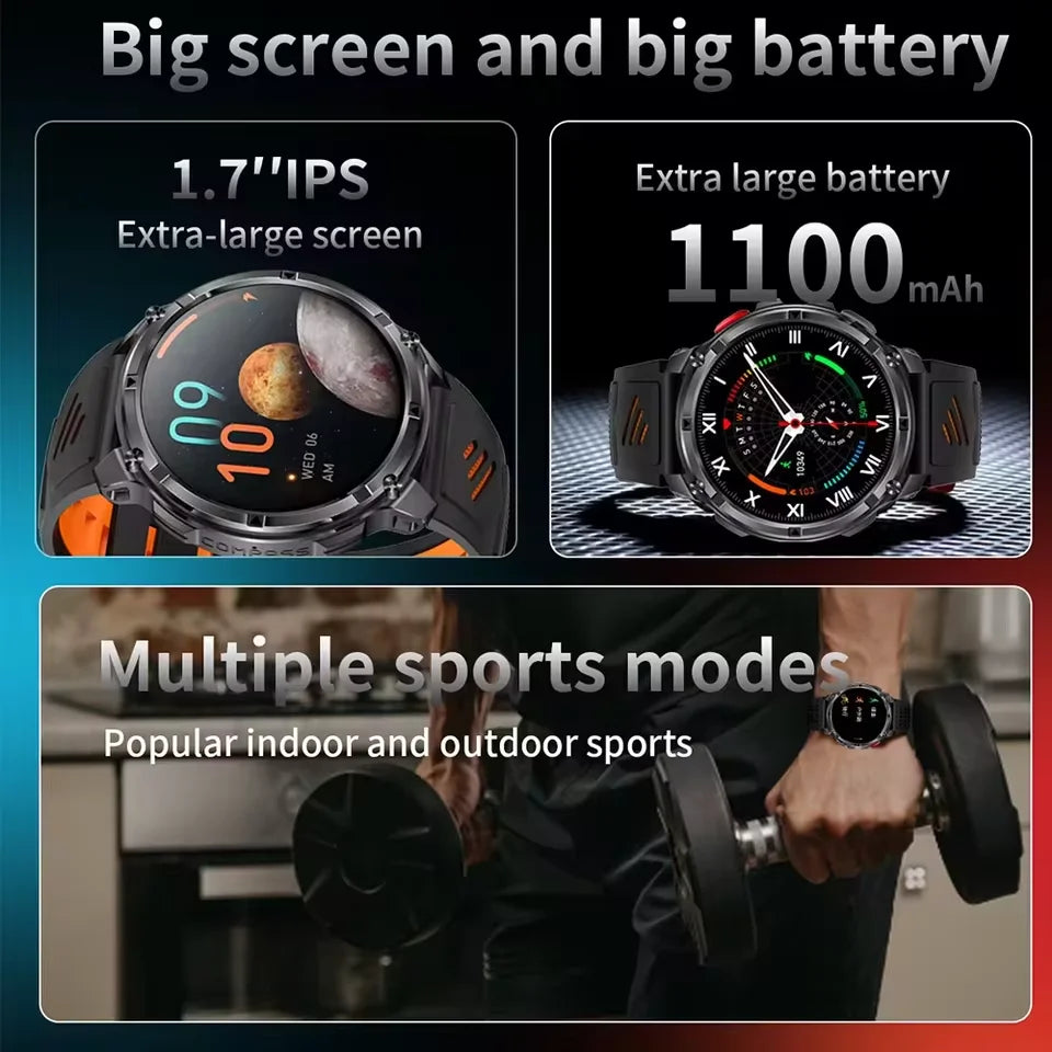 2026 New T-Rex3 Pro 1100mAh Battery Smart Watch GPS path 5ATM Waterproof Sports Run tracker Outdoors Compass Military Smartwatch