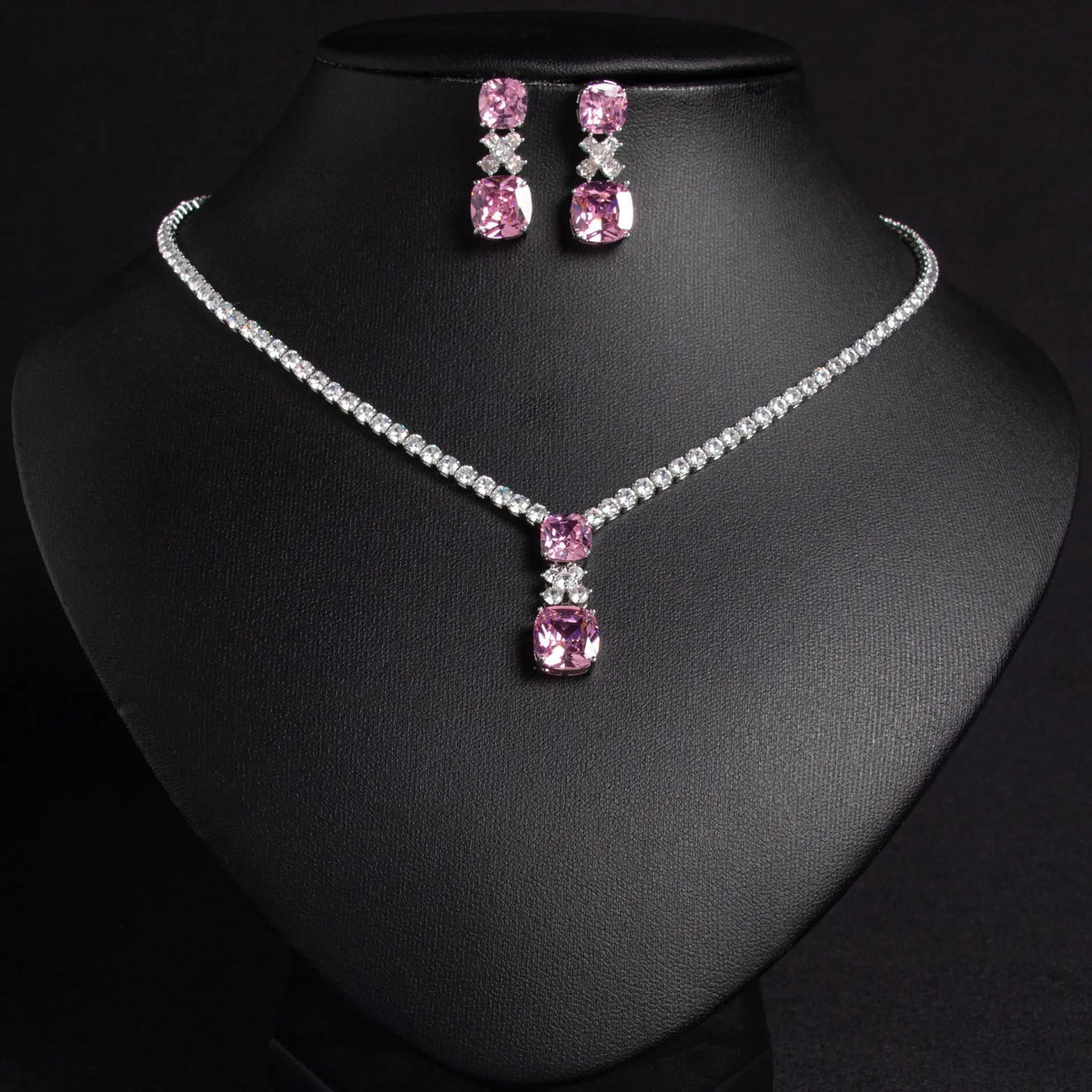 Luxury Yellow Gemstone Floral Necklace Set for Women – Marquise Crystal Jewelry with Matching Earrings