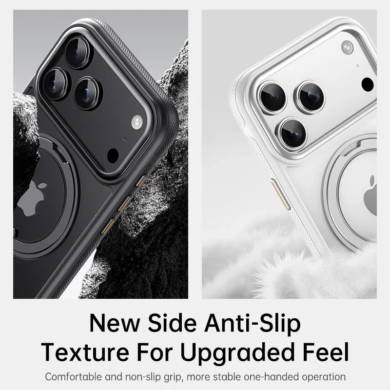 Transparent Magnetic Case for iPhone 17 Air 16 Plus 15 14 13 18 17 Pro Max 16e 360° Rotating Ring Holder Kickstand Cover LMD003