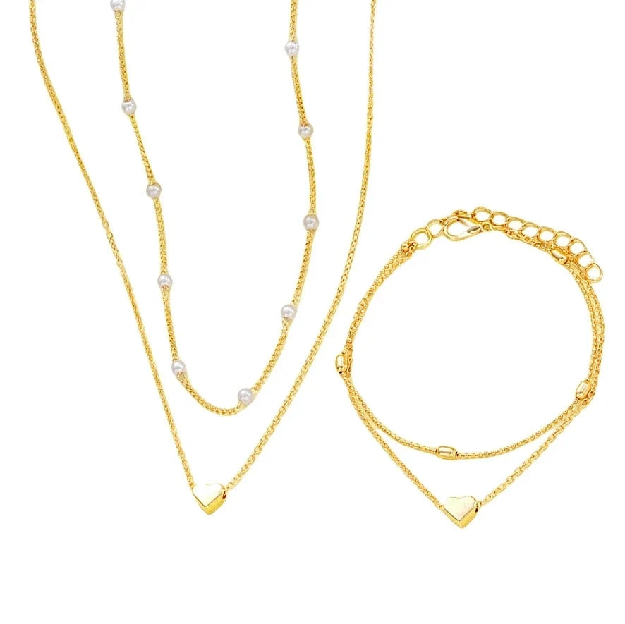 Pearl Heart Jewelry Set