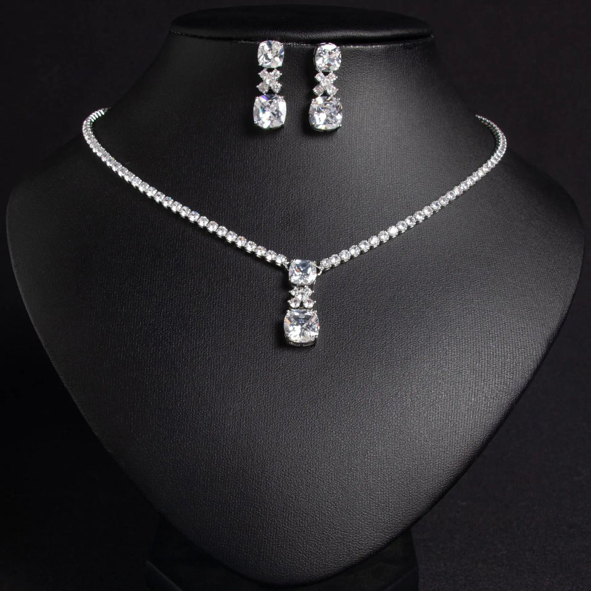 Luxury Yellow Gemstone Floral Necklace Set for Women – Marquise Crystal Jewelry with Matching Earrings