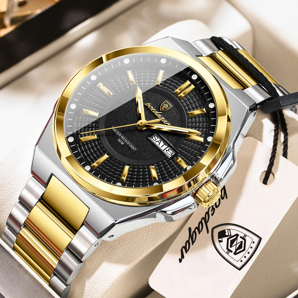 Poedagar Sport Quartz Wristwatch Stainless Steel Waterproof Luminous Hands