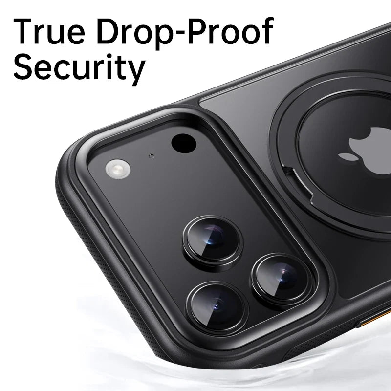 Transparent Magnetic Case for iPhone 17 Air 16 Plus 15 14 13 18 17 Pro Max 16e 360° Rotating Ring Holder Kickstand Cover LMD003