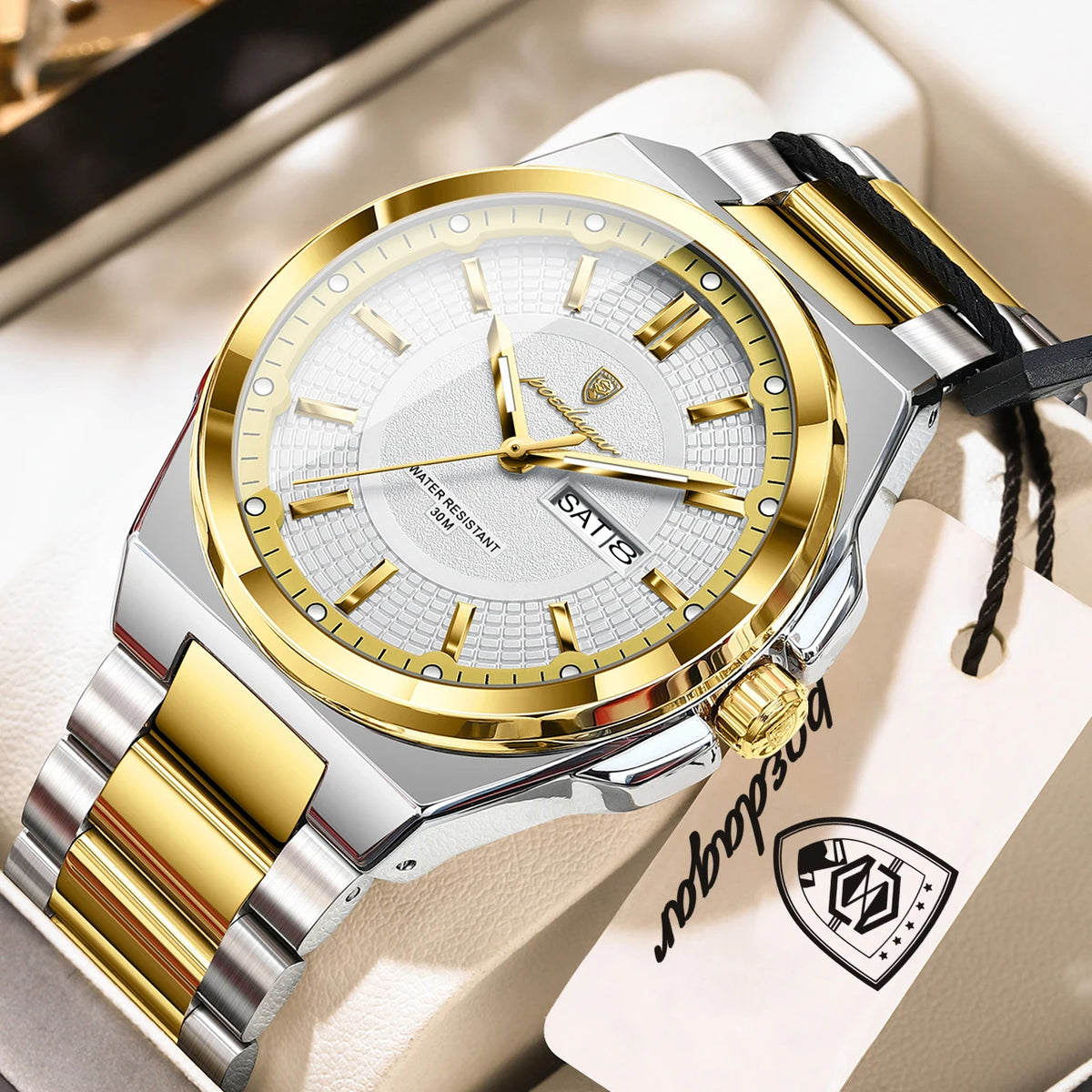 Poedagar Sport Quartz Wristwatch Stainless Steel Waterproof Luminous Hands