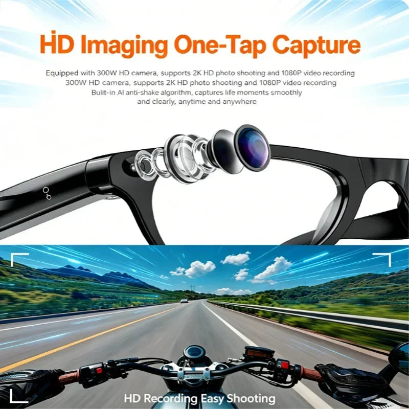 Lenovo AI Smart Glasses with 8MP Camera, Bluetooth Calling, Voice Translation & Music, Smart Sunglasses with 3 Lenses