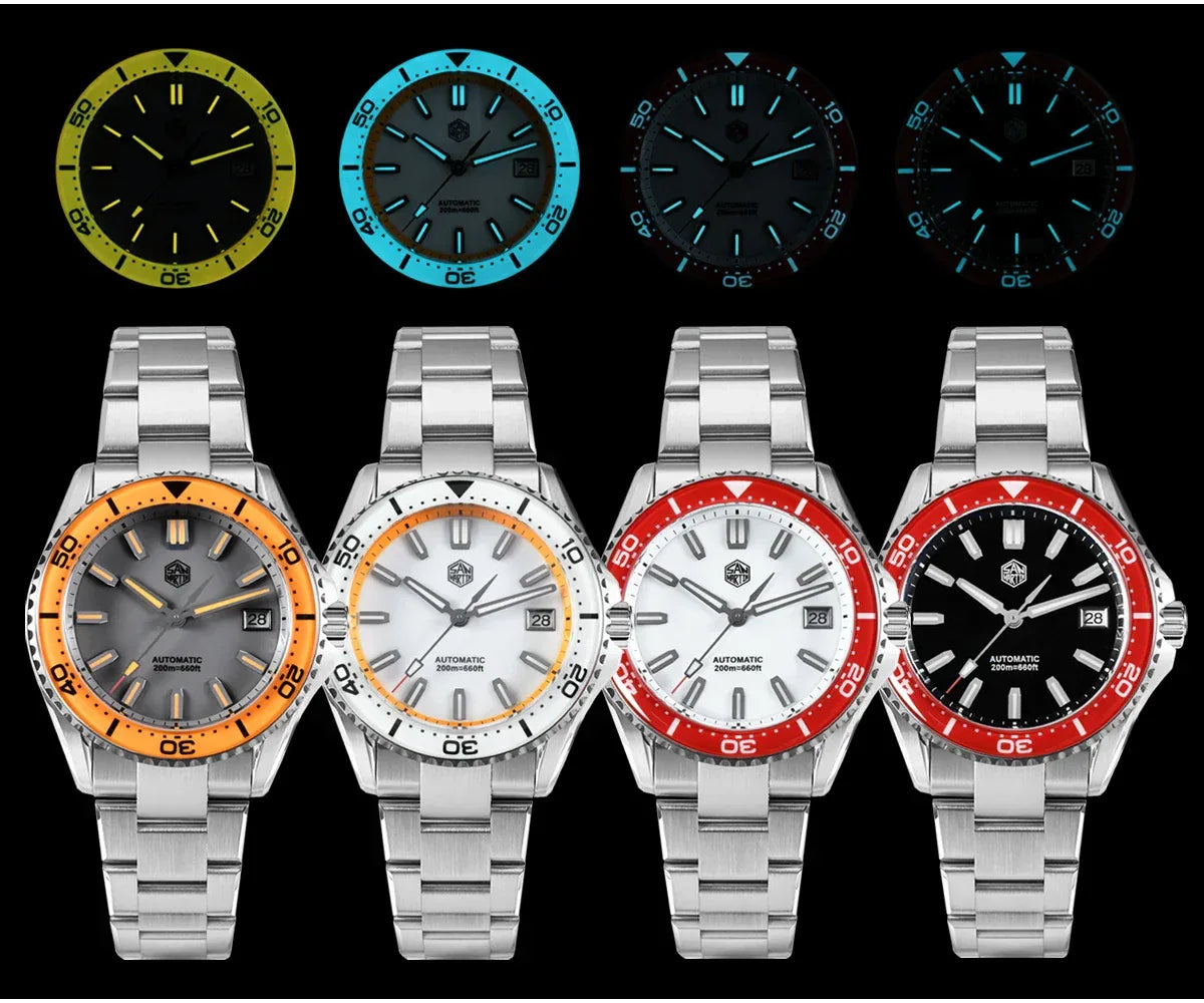 San Martin 39mm Full Lume Enamel Dial NH35 Dive Watch — 200M SN0129