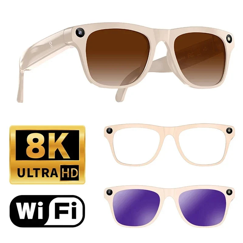 Lenovo AI Smart Glasses with 8MP Camera, Bluetooth Calling, Voice Translation & Music, Smart Sunglasses with 3 Lenses