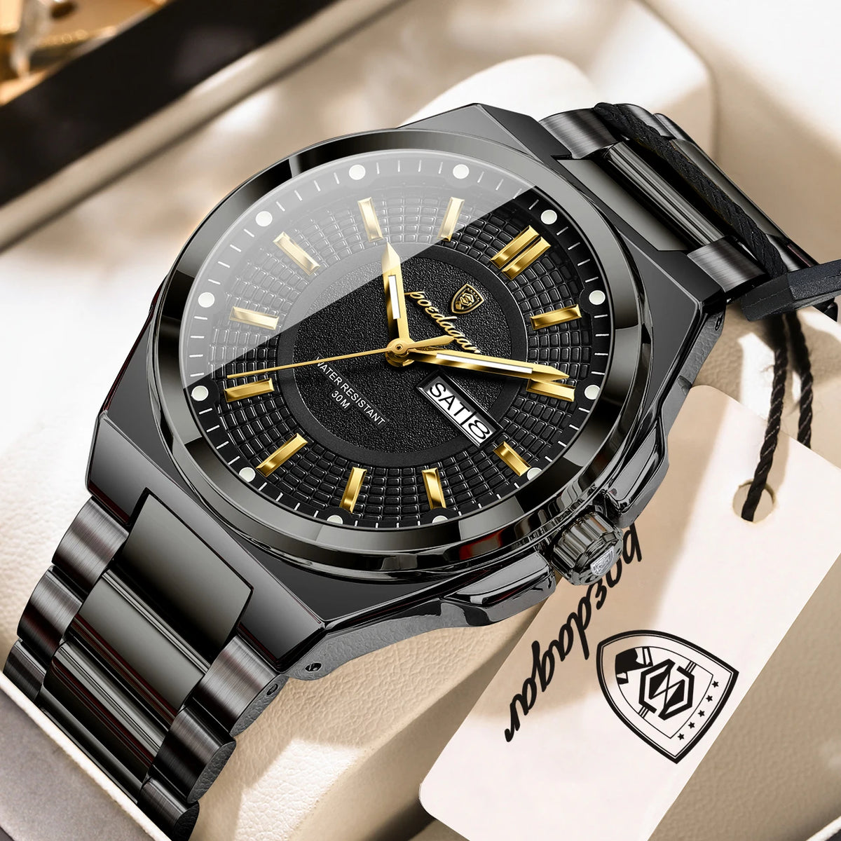 Poedagar Sport Quartz Wristwatch Stainless Steel Waterproof Luminous Hands