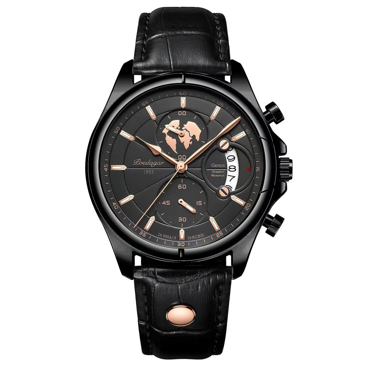 Poedagar luxury man wristwatch chronograph date leather casual quartz watch