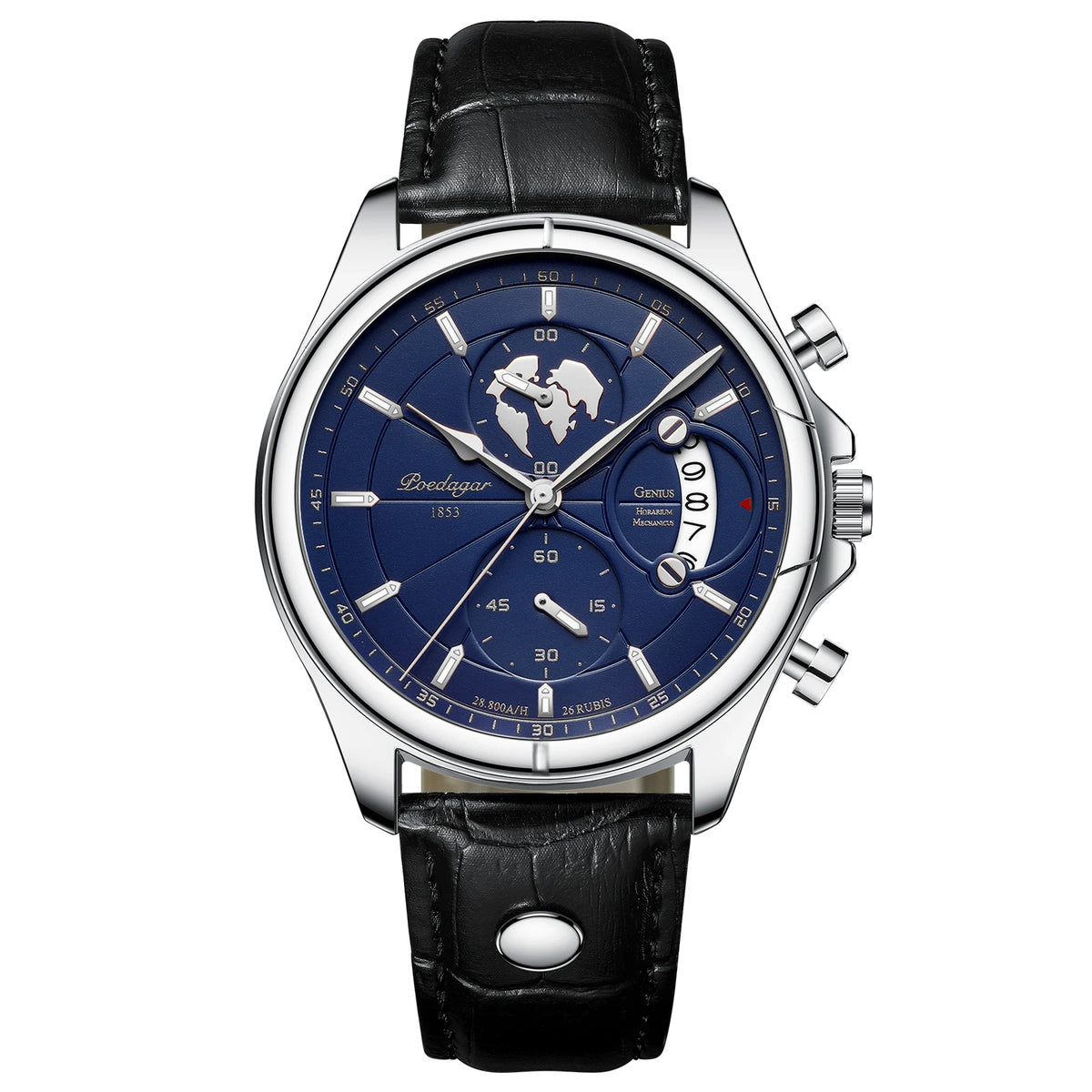 Poedagar luxury man wristwatch chronograph date leather casual quartz watch