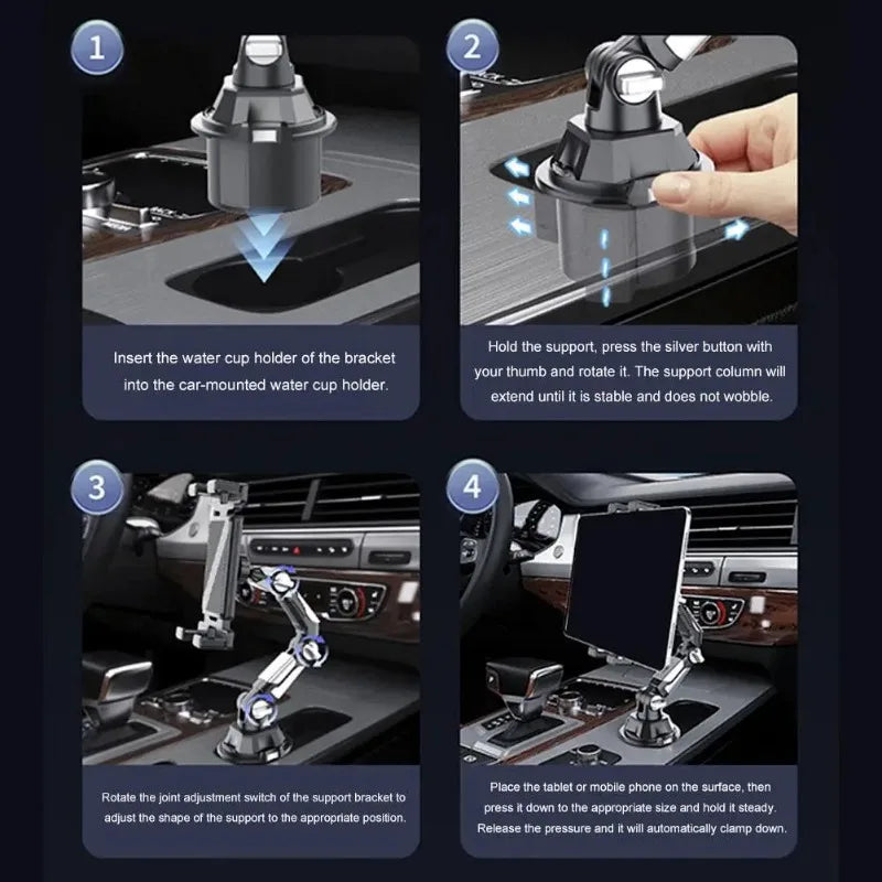 VIKEFON Car Cup-Holder Phone & Tablet Mount — Long Arm