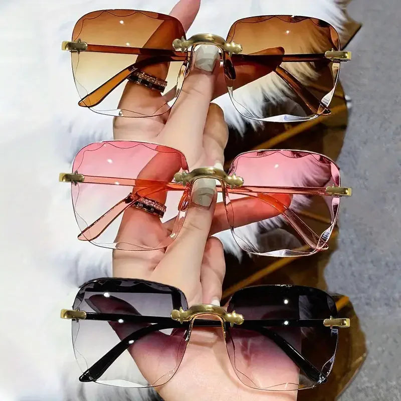 Three-Piece Rimless-Style Fashion Sunglasses Set