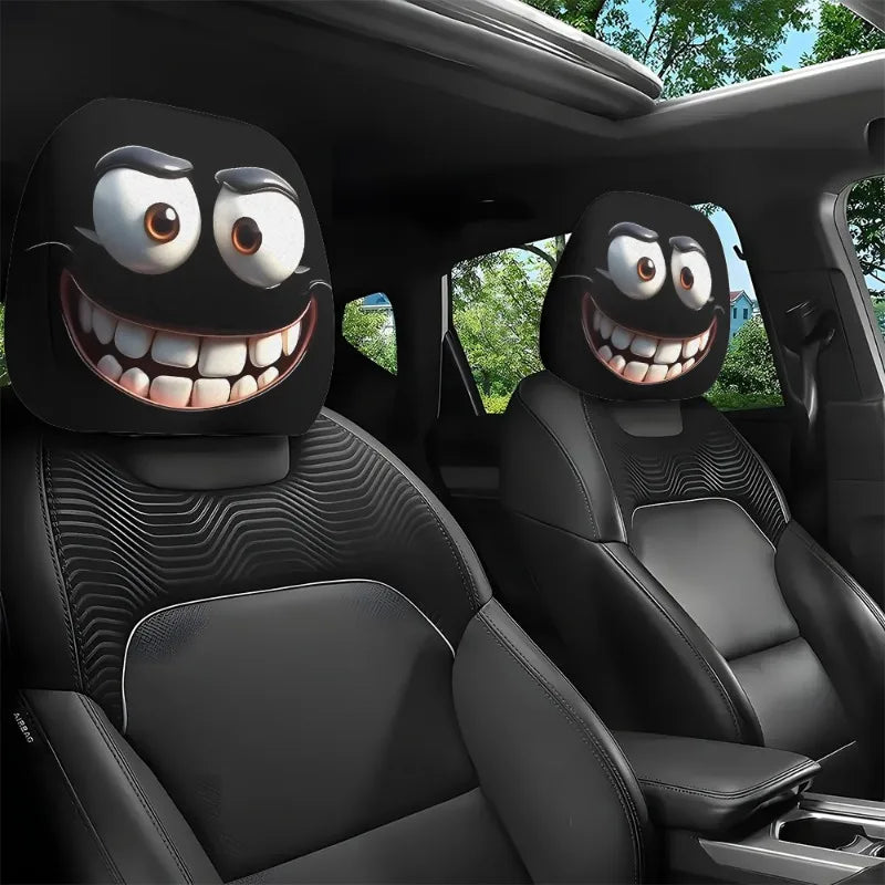 2Pcs Grim Reaper Skull Headrest Covers—Halloween Auto Decor