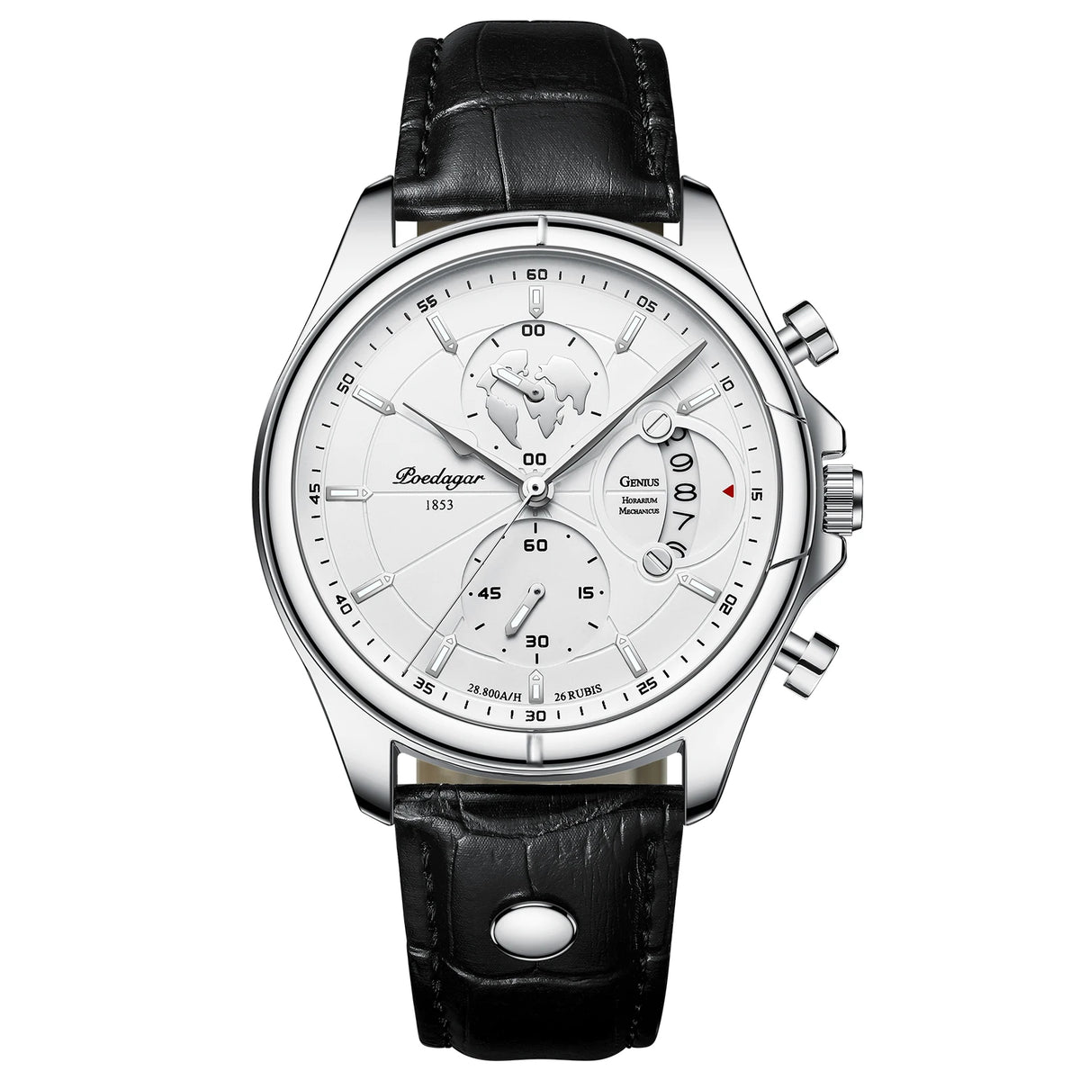 Poedagar luxury man wristwatch chronograph date leather casual quartz watch