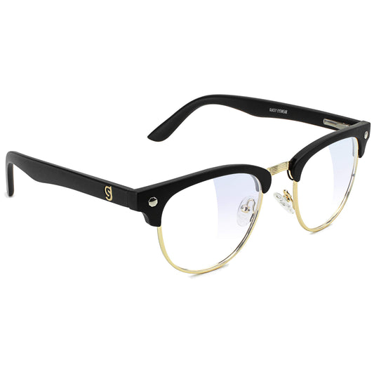 Glassy Morrison Premium Blue Light Blocking Glasses For Kids Anti Eyestrain and Fatigue Glasses for Computer and Gaming Black/Gold frame