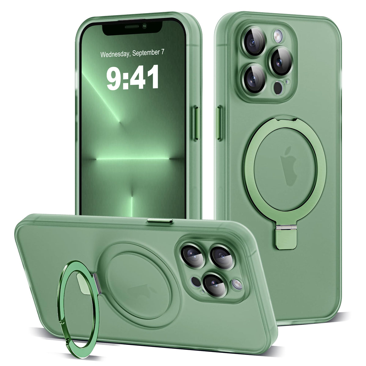 for iPhone 11 Case with Magnetic Invisible Ring Stand [Full Camera Lens Protection] [Compatible with Mag-Safe] Military-Grade Drop Matte Translucent Slim Phone Cases for iPhone 11 6.1", Pink
